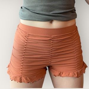 Free People Ruched Stretch Shorts Burnt Orange M/L